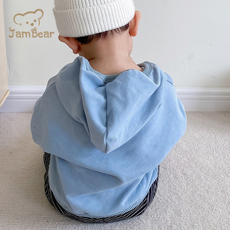 JamBear Eco-friendly organic cotton baby cardigan sweater Organic baby Zip hoodie Custom Knitted baby quilted kids hoodie