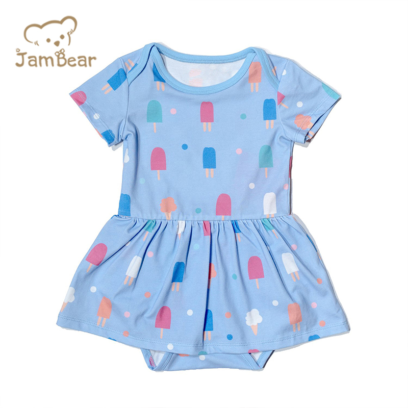 Organic cotton baby onesie dress sustainable baby bodysuit dress printed eco friendly toddler bodysuit baby clothing