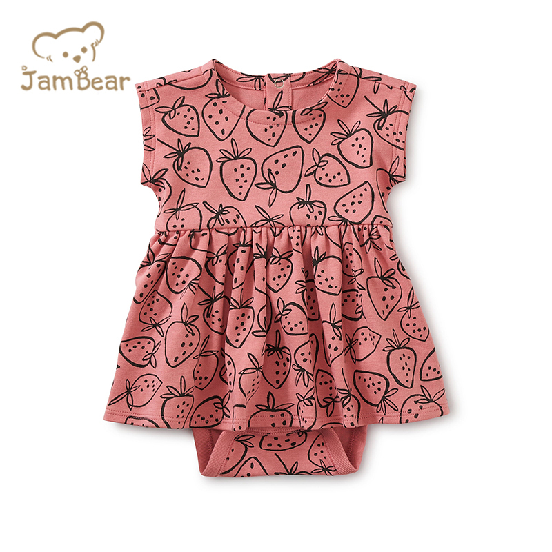 Sustainable baby bodysuit printed organic cotton toddler girl dresses sleeveless eco friendly baby onesie dress baby clothing