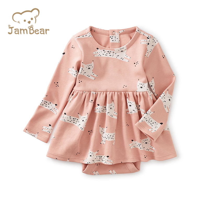 Print baby bodysuit dress organic cotton baby onesie dress sustainable infant dresses girl eco friendly baby clothing