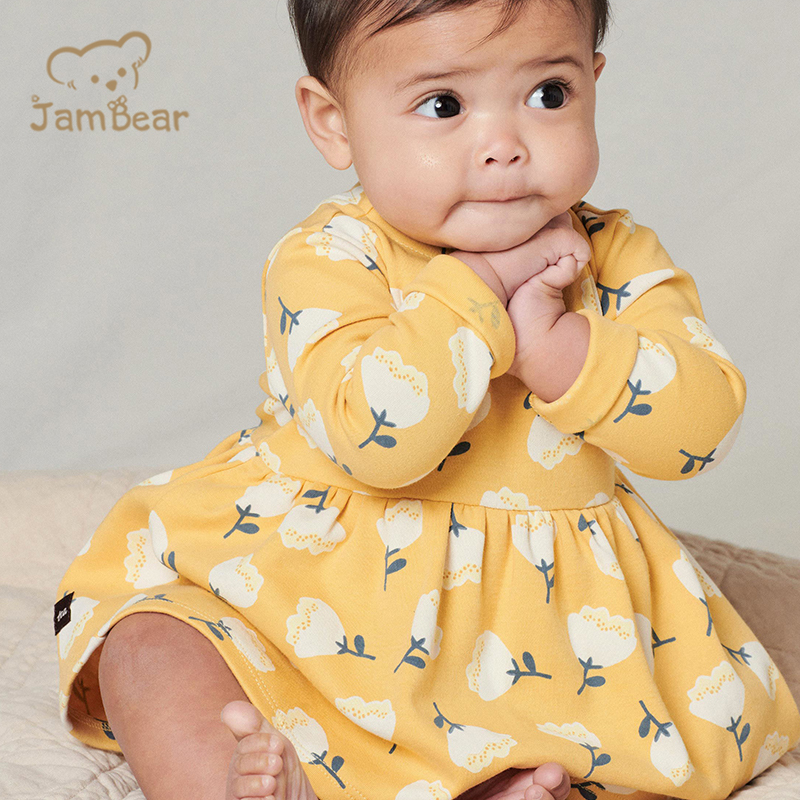 Print baby bodysuit dress organic cotton baby onesie dress sustainable infant dresses girl eco friendly baby clothing