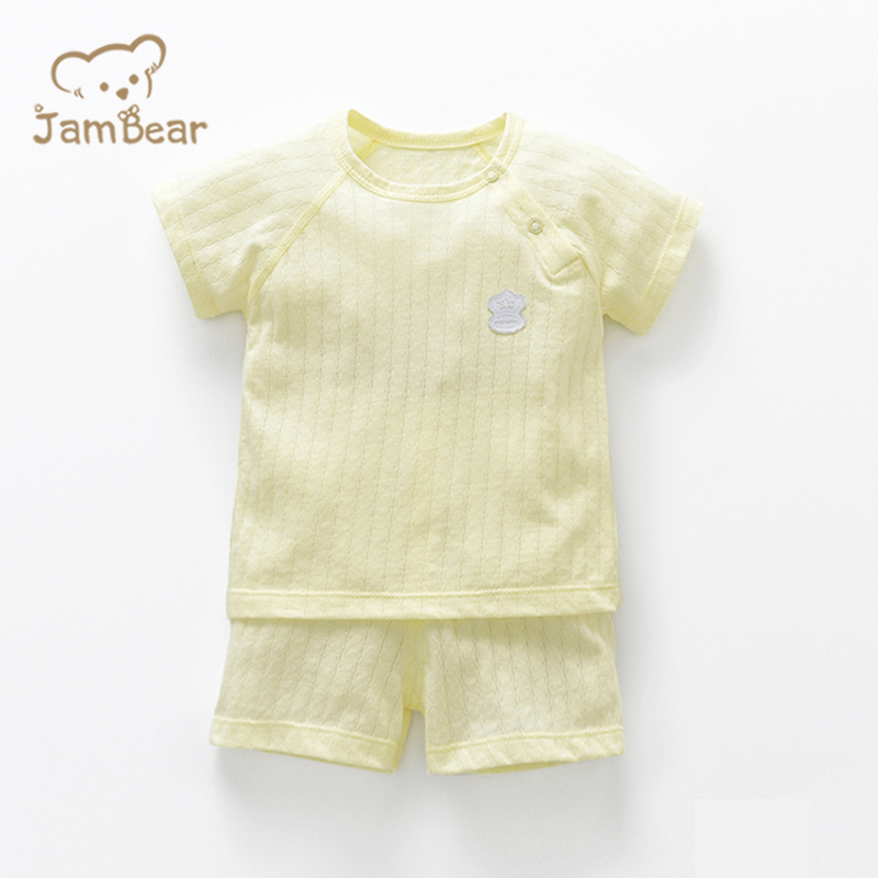 JamBear Organic Baby short sleeve shorts Summer clothes Baby Organic Cotton Pajamas Set Thin newborn underwear set