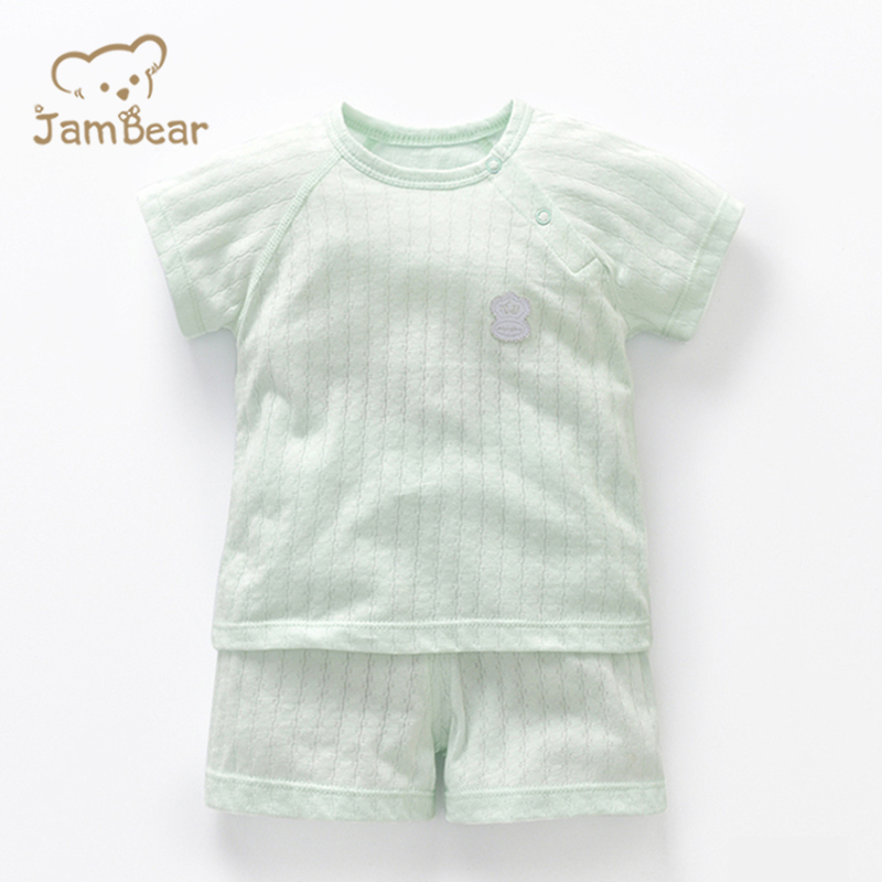 JamBear Organic Baby short sleeve shorts Summer clothes Baby Organic Cotton Pajamas Set Thin newborn underwear set