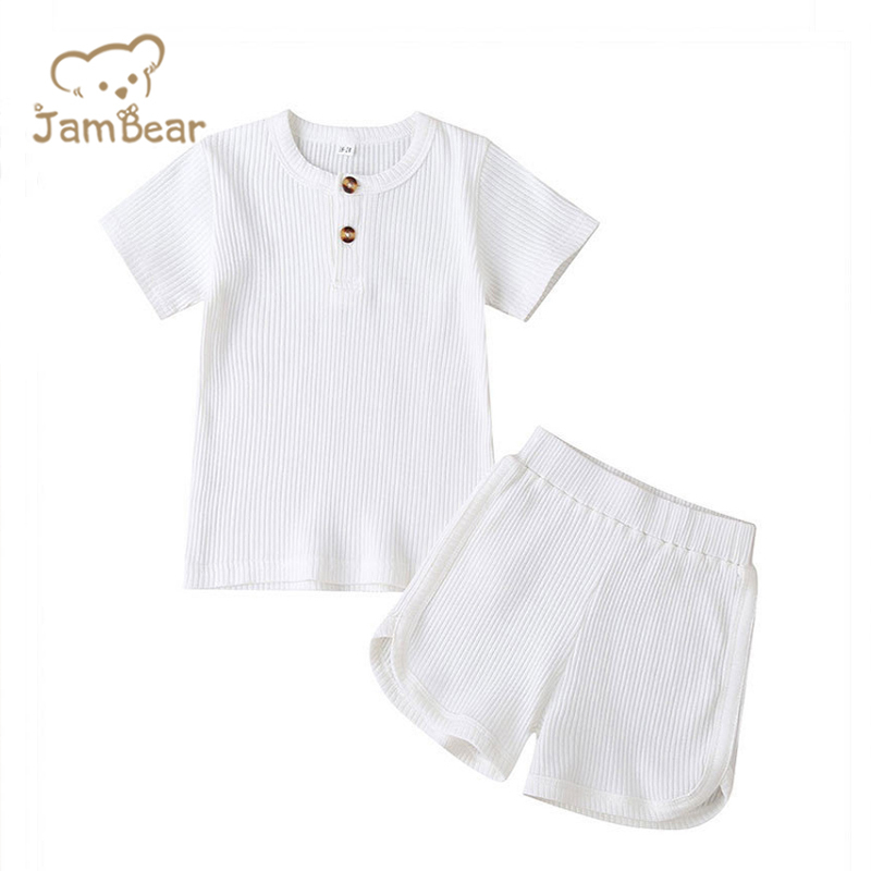 JamBear summer baby boy pyjama Organic cotton kids Pajamas Set ribbed summer infants Loungewear bamboo eco-friendly pijamas baby