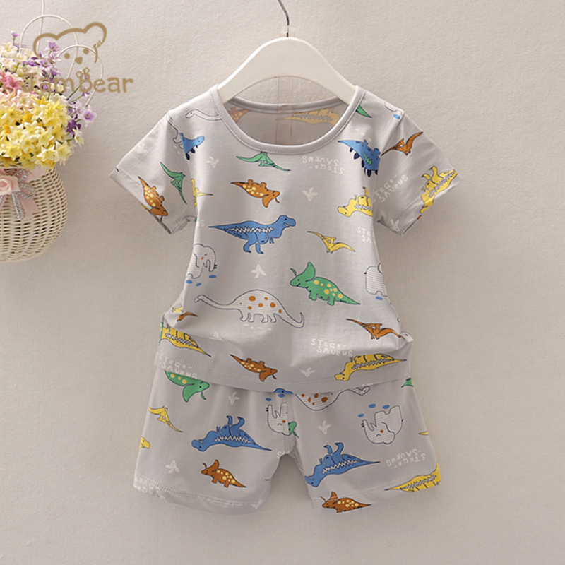 JamBear Organic Baby Organic cotton Pajamas Set Baby short sleeve shorts Summer clothes Thin newborn underwear set