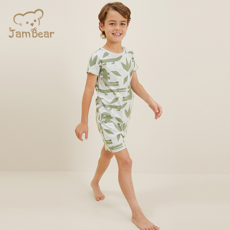 100% Organic cotton pajamas for children shorts sleeve kids pyjama set sustainable children pajama suit summer eco friendly