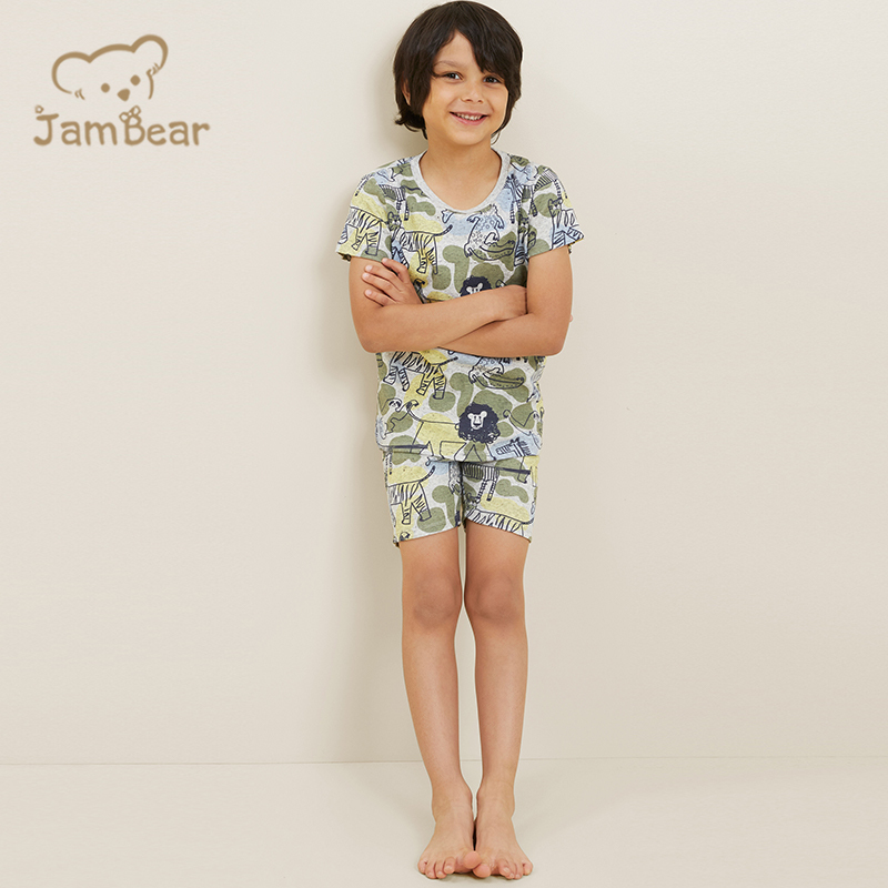 100% Organic cotton pajamas for children shorts sleeve kids pyjama set sustainable children pajama suit summer eco friendly
