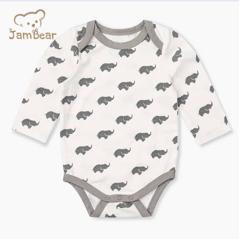Jambear Eco-Friendly Toddler Bodysuits Printed Onesie for Baby Organic Baby Clothes Summer Baby Romper