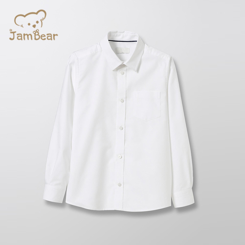 100% Organic cotton oxford shirt boys eco friendly shirt for kids long sleeve sustainable boy's oxford shirt
