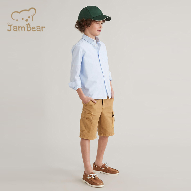 100% Organic cotton oxford shirt boys eco friendly shirt for kids long sleeve sustainable boy's oxford shirt