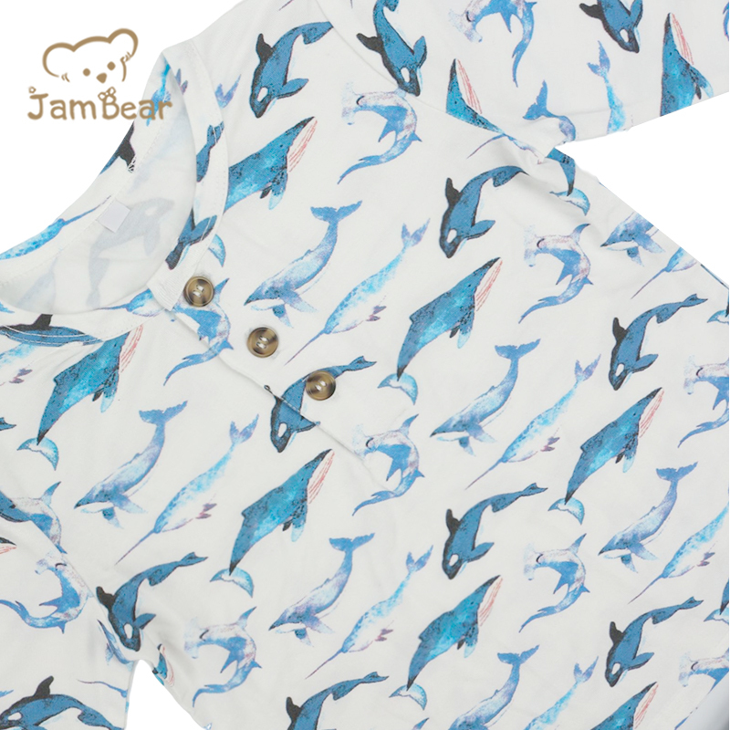 Pajamas bamboo children print bamboo pajamas baby kids lounge set 95% bamboo 5% spandex jersey 200gsm silk screen printing