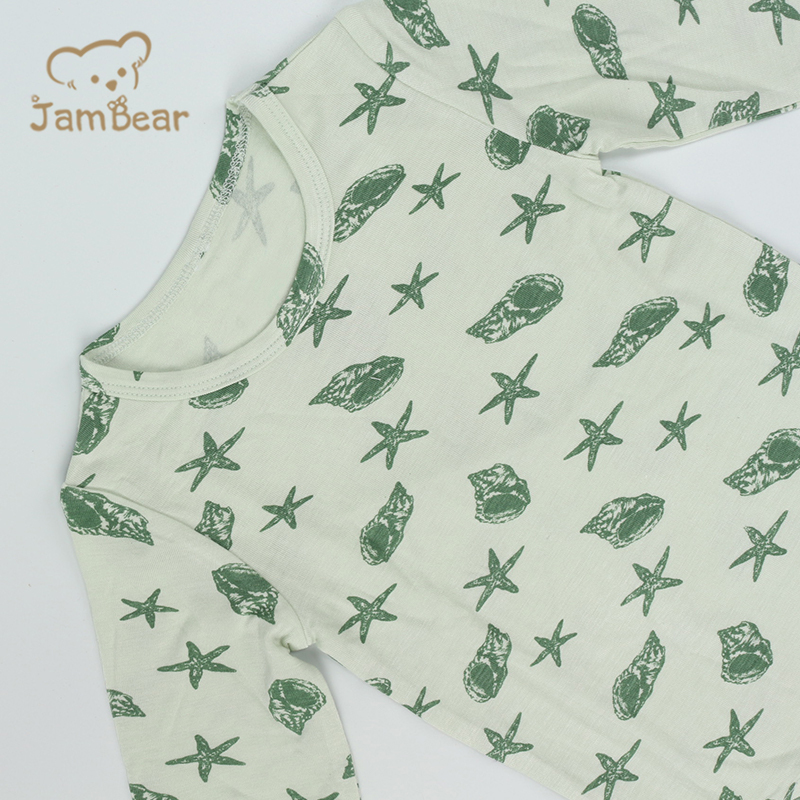 Eco friendly bamboo pajamas for baby kids bamboo pajama 95% bamboo 5% spandex jersey 200gsm toddler sleepsuit silk screen printing