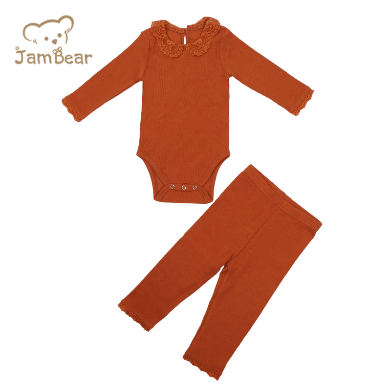 Long sleeve ribbed cotton baby pajamas baby pajamas romper 100% organic cotton ribbed 2x2 boys sleepwear