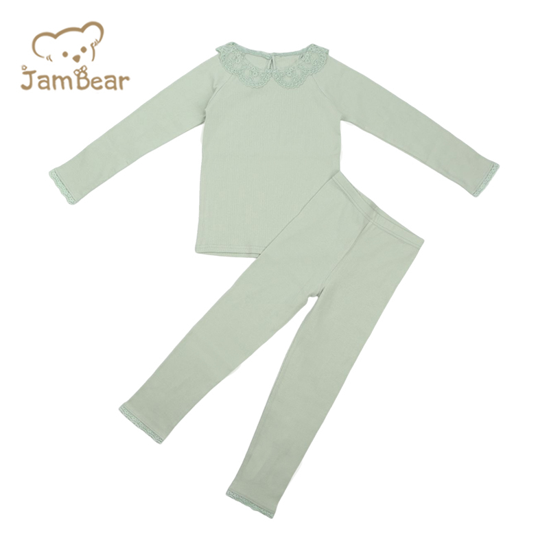 Ribbed baby pajamas sleepwear kids 100% organic cotton ribbed 2x2 kids ribbed loungewear