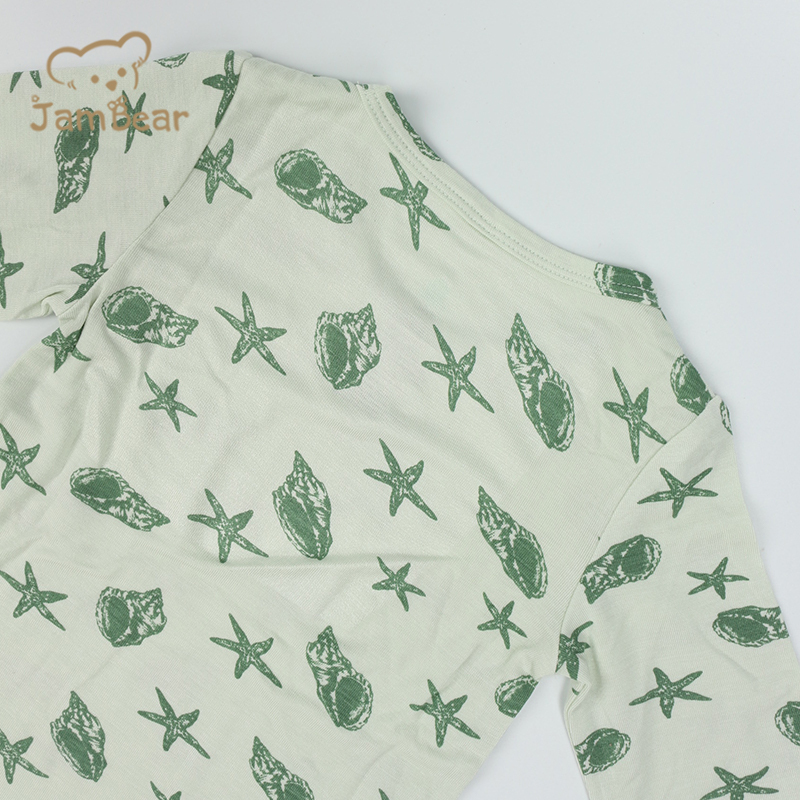 Eco friendly bamboo pajamas for baby kids bamboo pajama 95% bamboo 5% spandex jersey 200gsm toddler sleepsuit silk screen printing