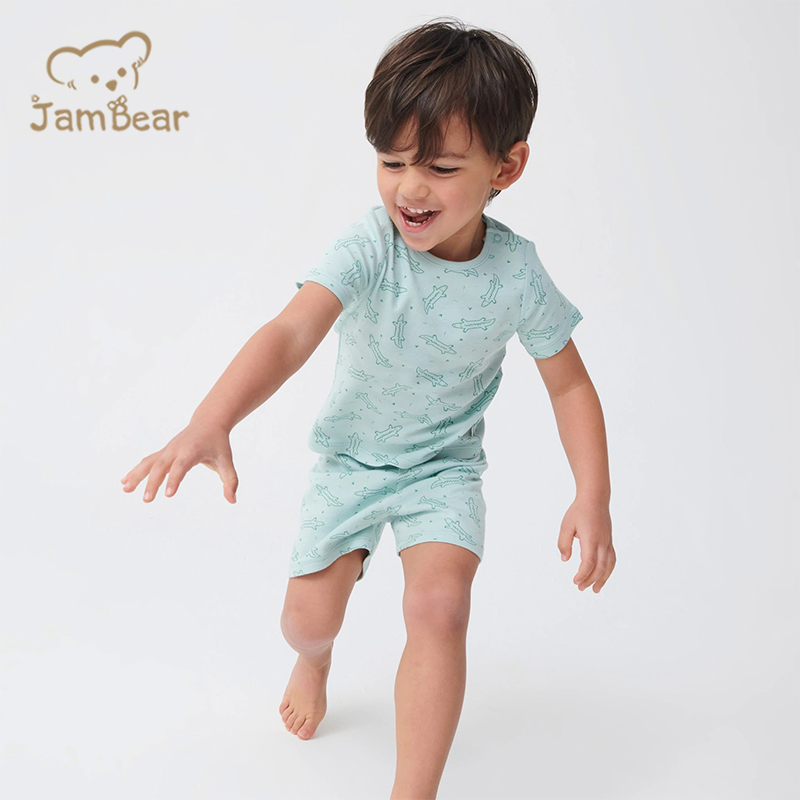 JamBear Organic cotton kids Pajamas Set eco-friendly two piece sleepers night suit for baby toddler short sets pyjama