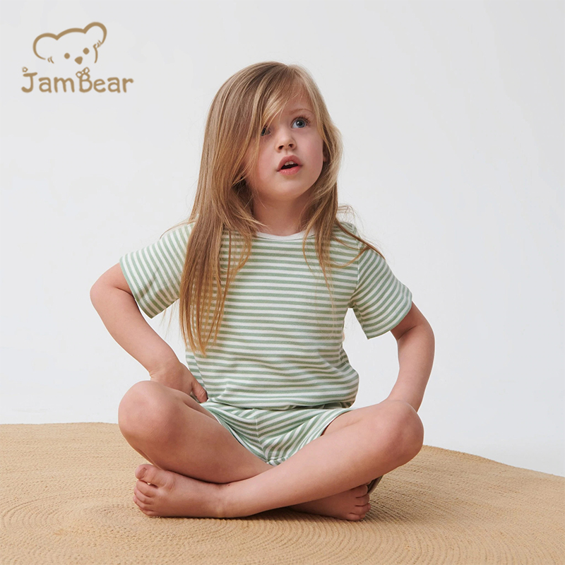JamBear Organic cotton kids Pajamas Set eco-friendly two piece sleepers night suit for baby toddler short sets pyjama