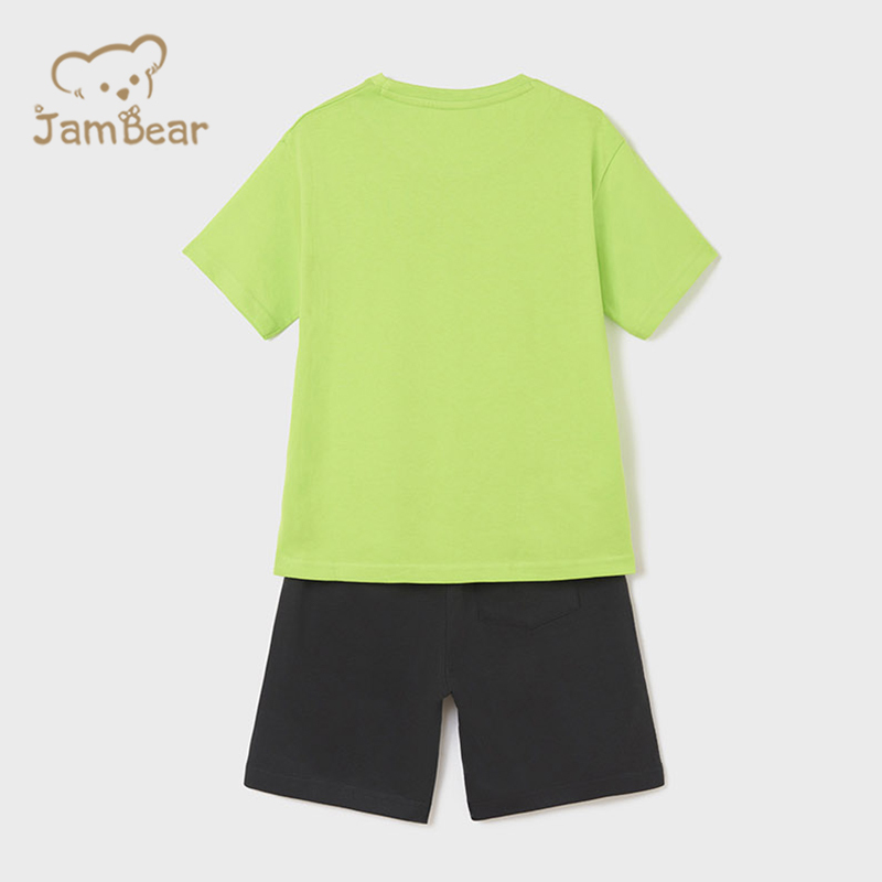 Organic cotton kid shorts set sustainable boys shorts sets summer eco friendly shorts set boy short sleeve