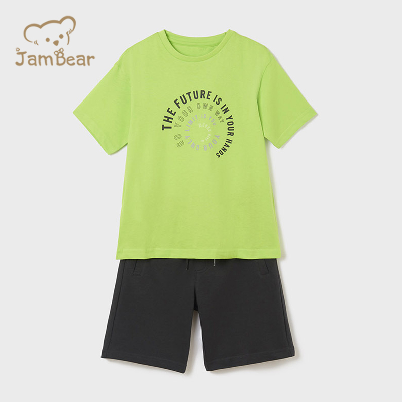 Organic cotton kid shorts set sustainable boys shorts sets summer eco friendly shorts set boy short sleeve