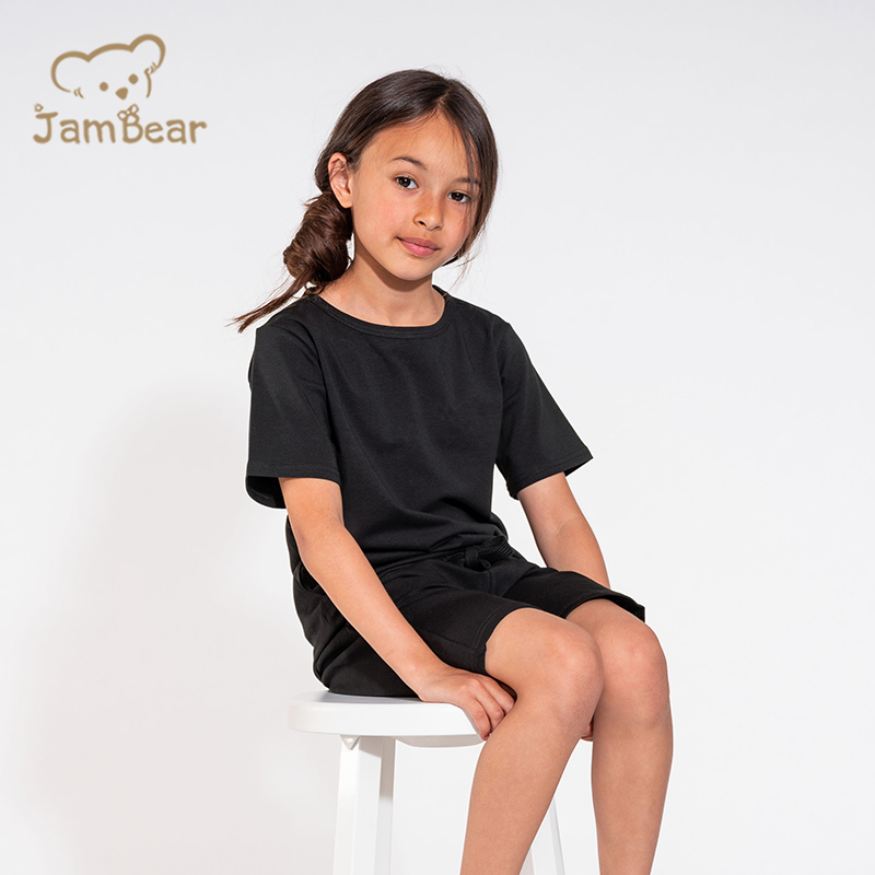 Summer organic cotton jersey children set eco friendly kids shorts set sustainable kids t shirt and shorts set
