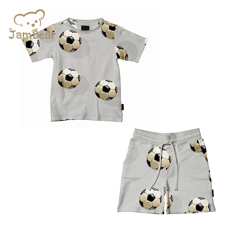 Summer organic cotton jersey children set eco friendly kids shorts set sustainable kids t shirt and shorts set