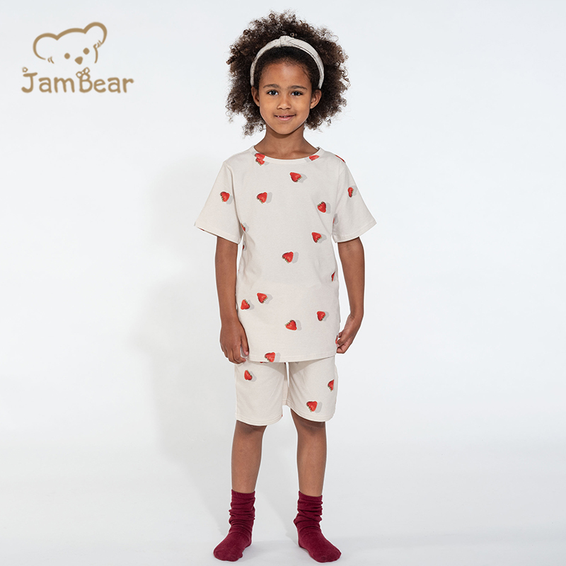 Summer organic cotton jersey children set eco friendly kids shorts set sustainable kids t shirt and shorts set