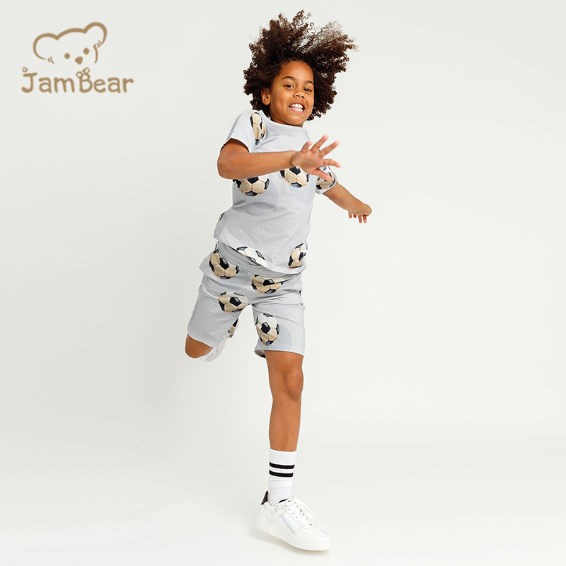 Summer organic cotton jersey children set eco friendly kids shorts set sustainable kids t shirt and shorts set