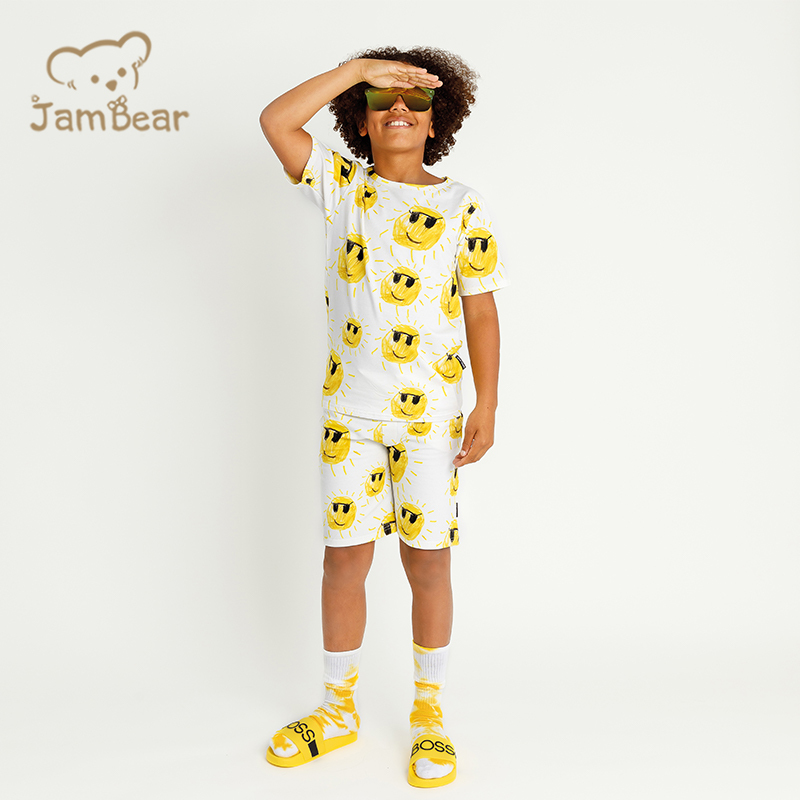 Sustainable kids t shirt and shorts set summer organic cotton jersey children set eco friendly kids shorts set boys