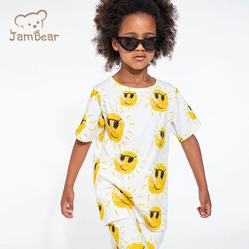 Sustainable kids t shirt and shorts set summer organic cotton jersey children set eco friendly kids shorts set boys