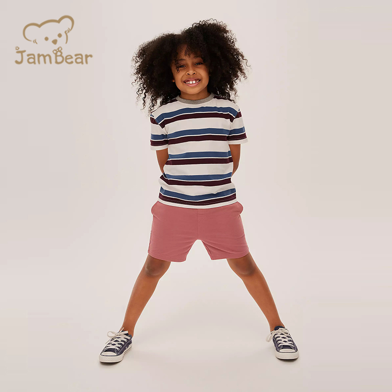 100% Organic cotton jersey boys shorts summer kids' plain jersey shorts sustainable children's shorts eco friendly