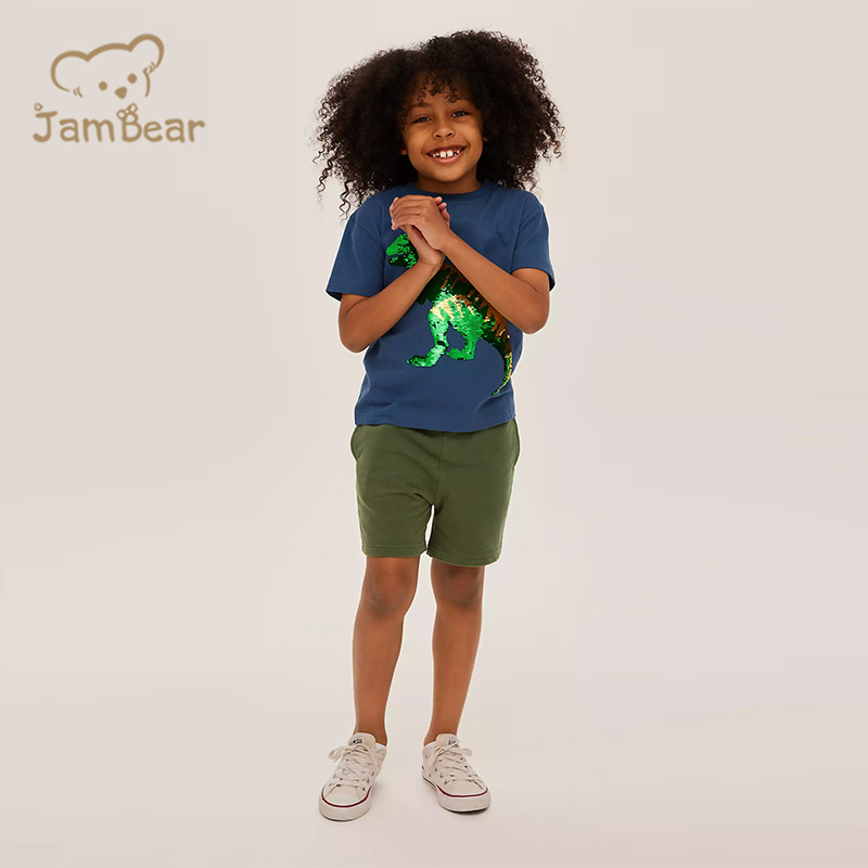 100% Organic cotton jersey boys shorts summer kids' plain jersey shorts sustainable children's shorts eco friendly