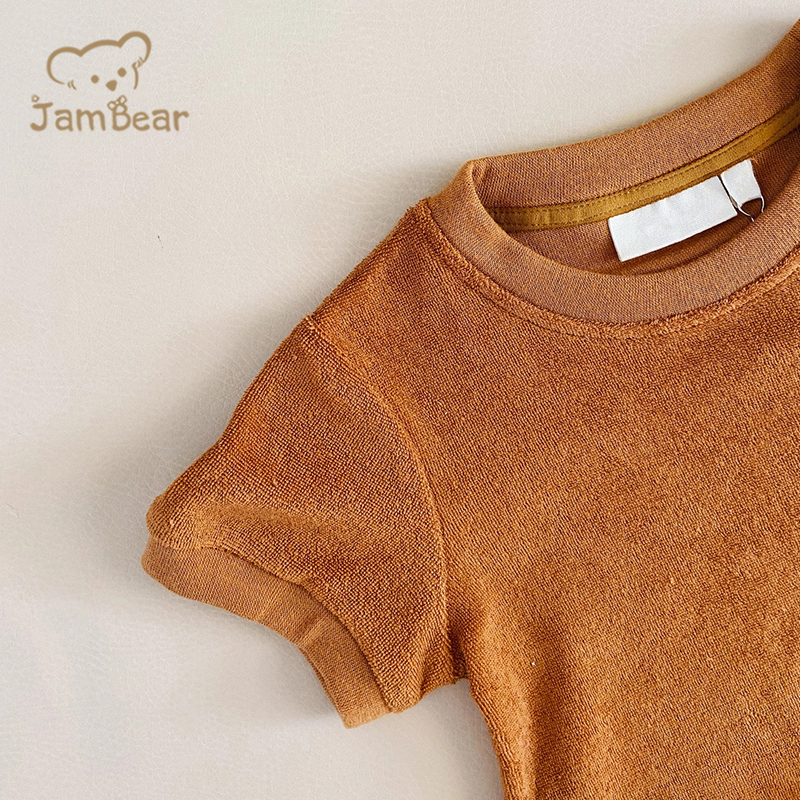 100% Organic cotton toddler terry cloth top and shorts eco friendly toddler towelling t shirt and shorts sustainable
