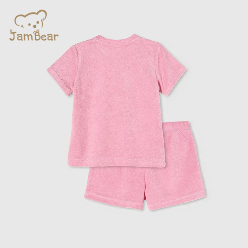 100% Organic cotton terry towelling Set short sleeve toddler terry cloth short set sustainable towel cloth shorts set eco friendly
