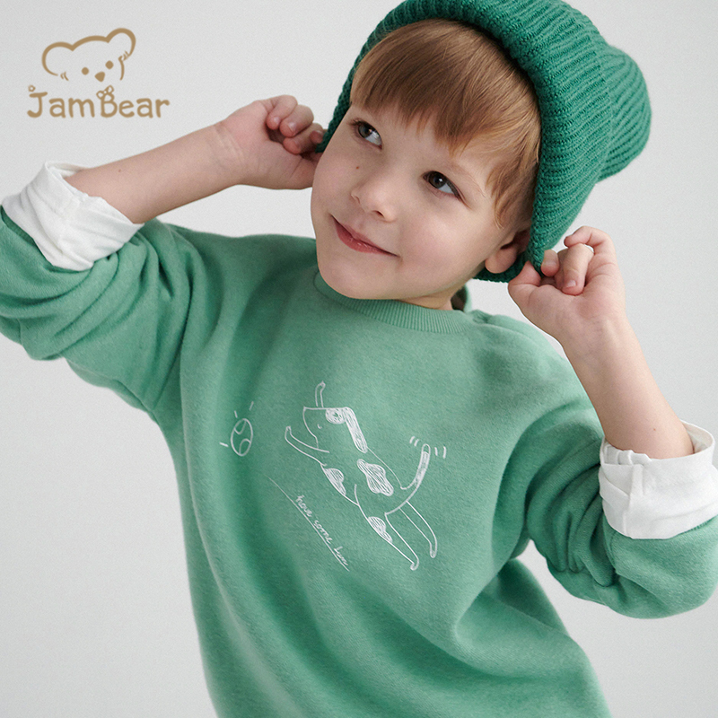 Organic bamboo kids fleece sweatshirt sustainable kids crewneck sweatshirt eco friendly children sweatshirts