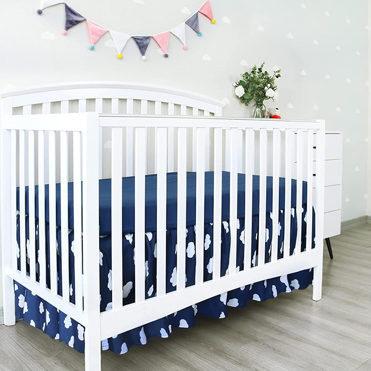 Nursery Crib Bedding for Baby Organic cotton Toddler Bed Skirt reversible crib skirt