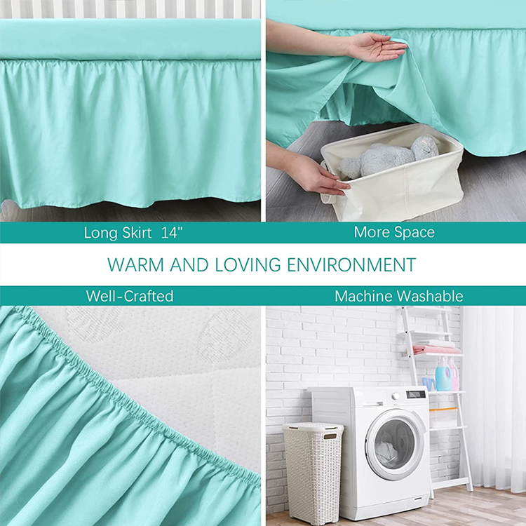 Baby reversible crib skirt Standard Crib Nursery Bedding Toddler Bed Skirt Organic cotton Nursery Crib Bedding for Baby