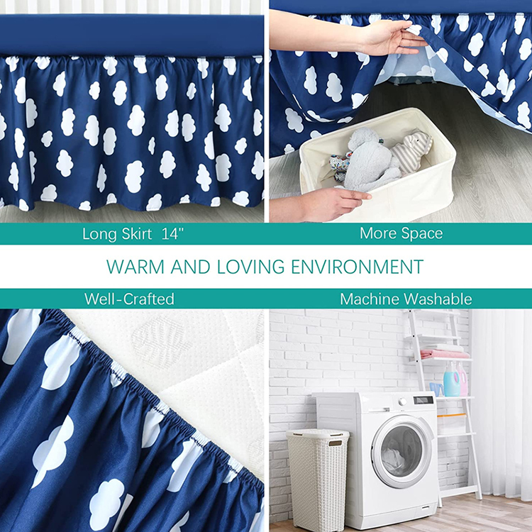 Nursery Crib Bedding for Baby Organic cotton Toddler Bed Skirt reversible crib skirt