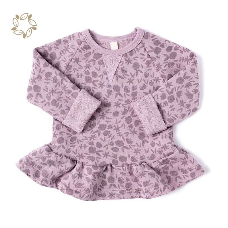 Bamboo Cotton Kids Peplum sweatshirt Eco-friendly Peplum Pullover Girls Sustainable Peplum crew neck