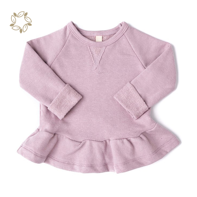 Bamboo Cotton Kids Peplum sweatshirt Eco-friendly Peplum Pullover Girls Sustainable Peplum crew neck
