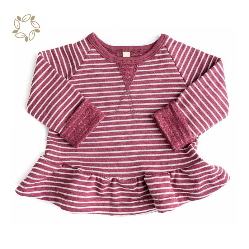 Bamboo Cotton Kids Peplum sweatshirt Eco-friendly Peplum Pullover Girls Sustainable Peplum crew neck