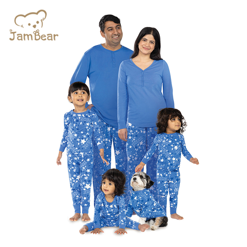 Organic cotton christmas matching family pajamas eco friendly family christmas pajamas sustainable family dog pajamas