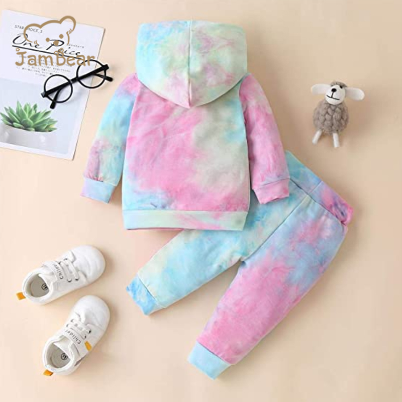 Tie Dyed Kids Hoodie Set Eco friendly organic cotton hoodie kids tie dye Sustaianable Sweatpants And Hoodie