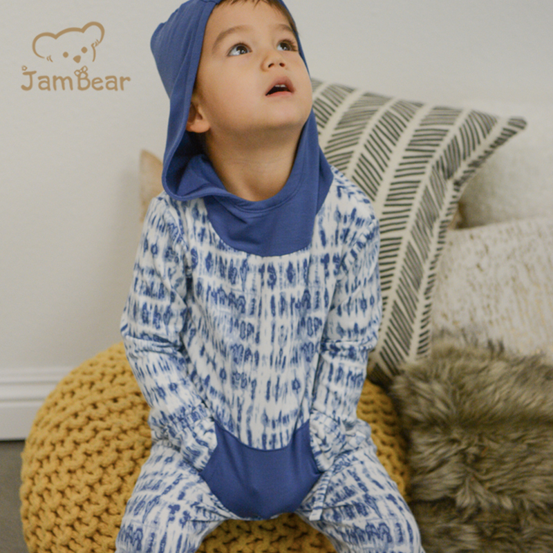 Bamboo Cotton Kids Hooded Jogger Set Print Baby Tracksuits Eco-friendly Hoodie Set Children jogger set bamboo