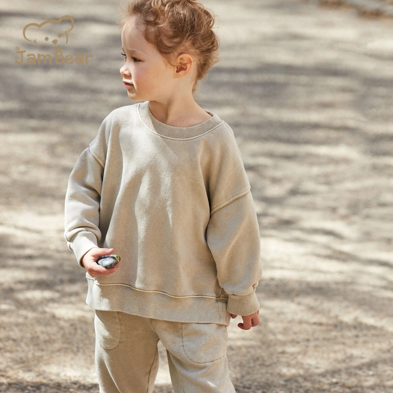 Organic Cotton kids pullover Custom sweatshirt Eco friendly Children Sweatshirt Sustainable girls crew neck