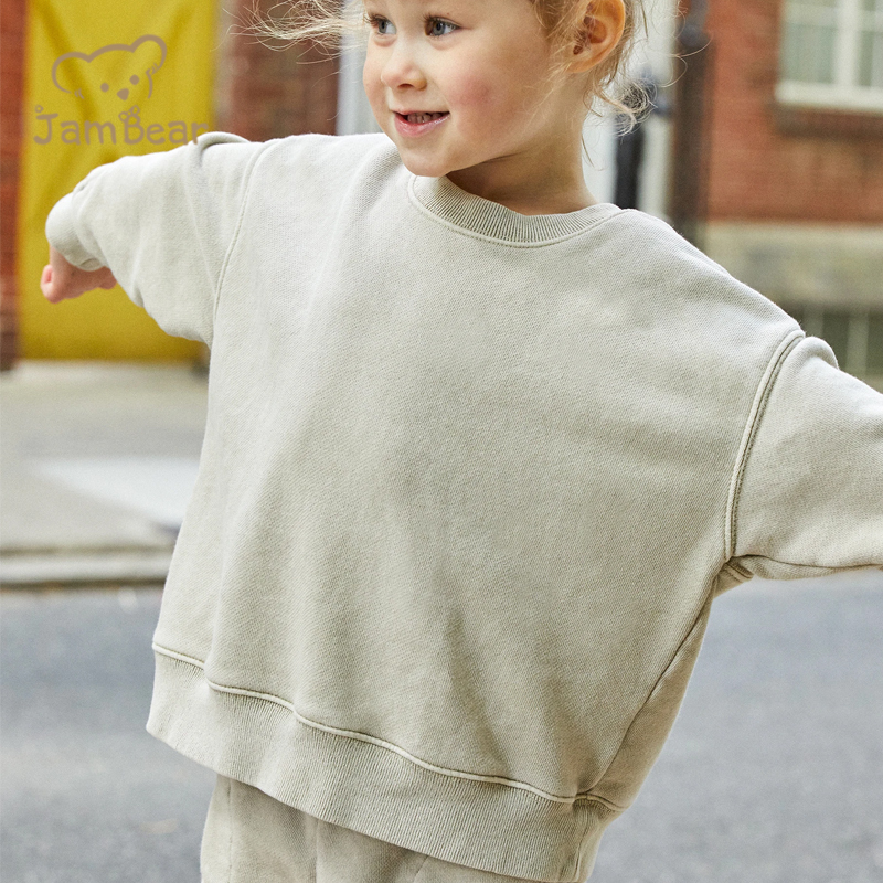 Organic Cotton kids pullover Custom sweatshirt Eco friendly Children Sweatshirt Sustainable girls crew neck