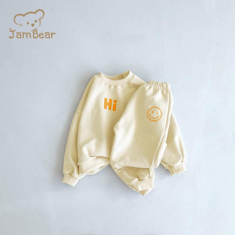 Organic baby fleece sweatshirt Set custom children sweatsuit Sweatsuit Infants Baby pullover set 100% organic cotton fleece