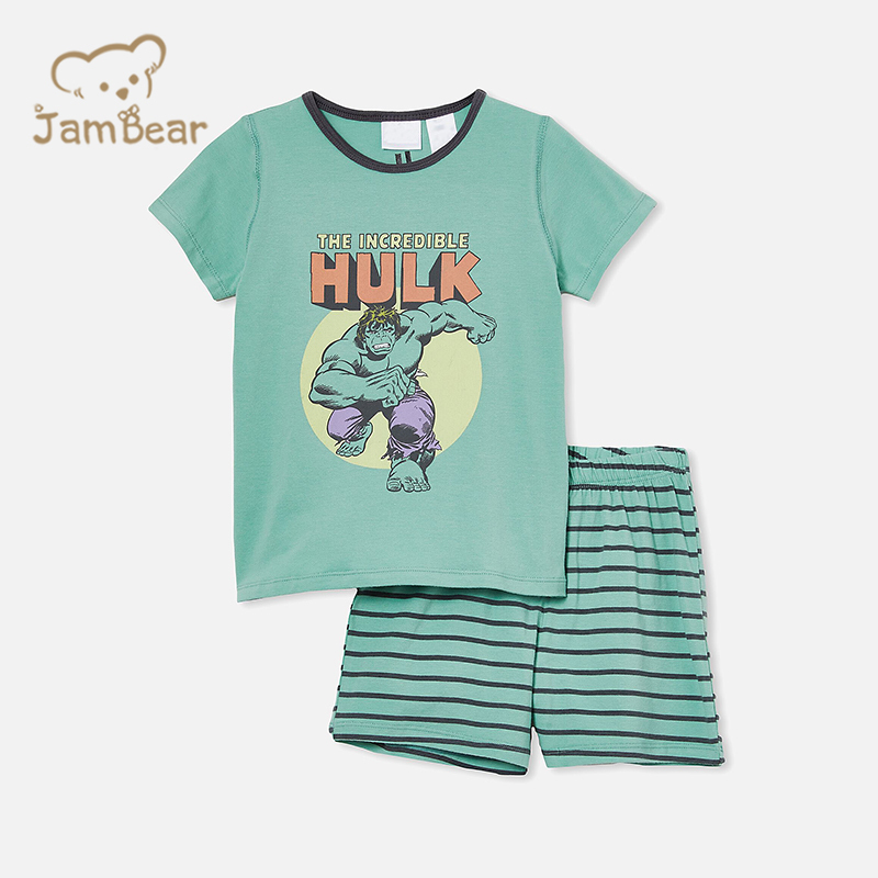 Organic cotton kids short sleeve pyjama set print sleep wear kids sustainable children pajamas kids pyjamas eco friendly