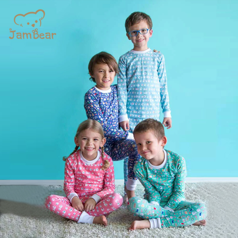 Organic Cotton kids night suit Children Pyjamas Eco-friendly 2 Piece Pajama baby jammies Cotton Pjs For kids sleeping clothes