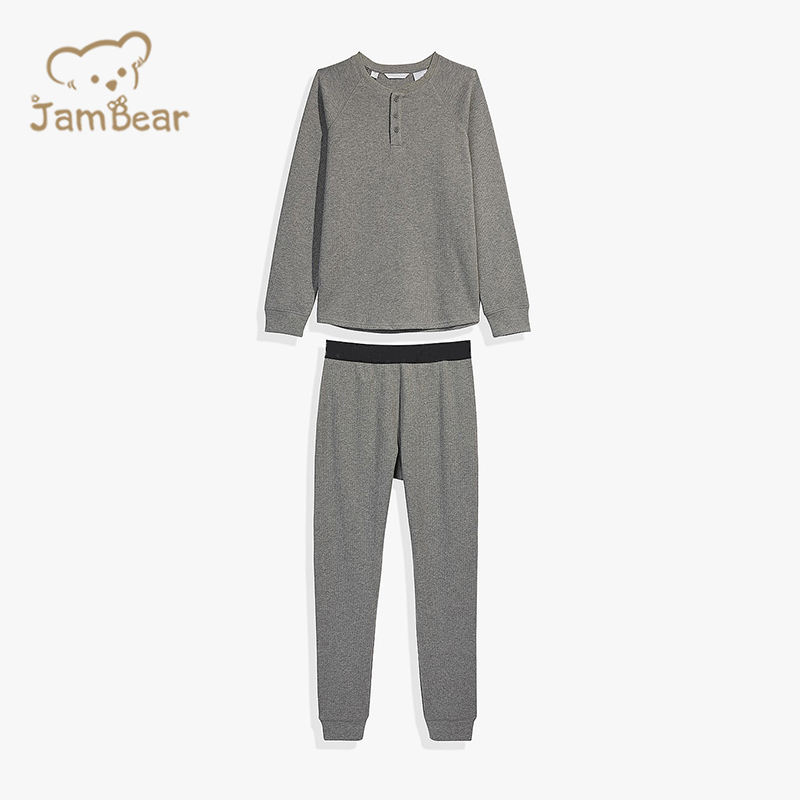Sustainable organic cotton waffle pyjamas set eco friendly waffle kids pajamas set waffle enfant pyjama