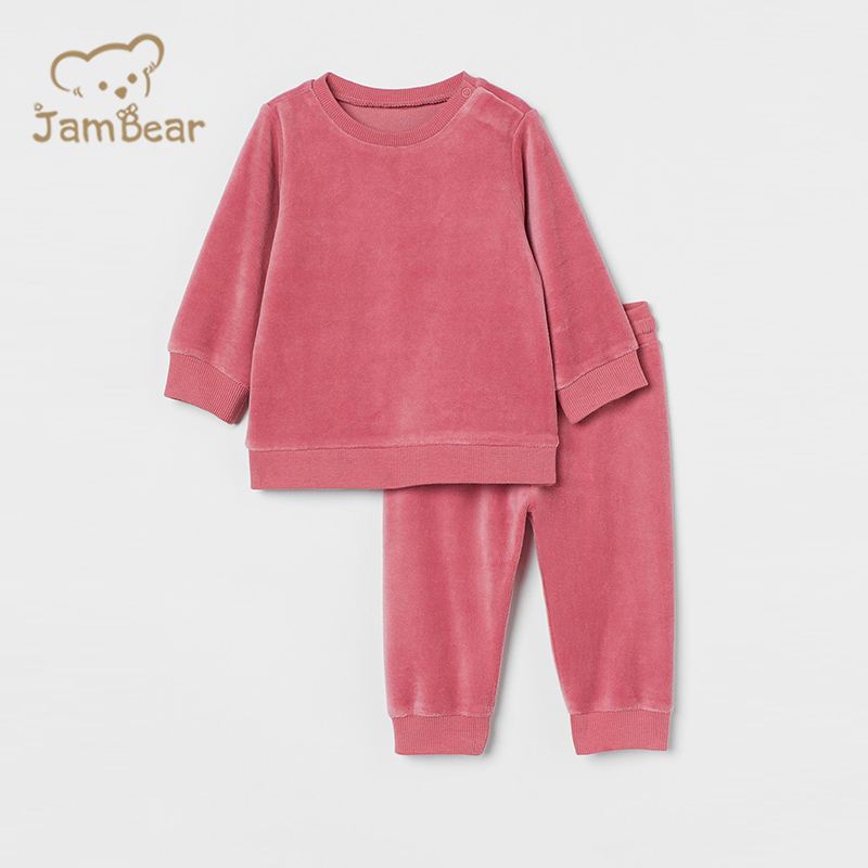 Organic cotton Velour toddler sweatshirt set sustainable Velour toddler jogger sets eco friendly baby clothing set
